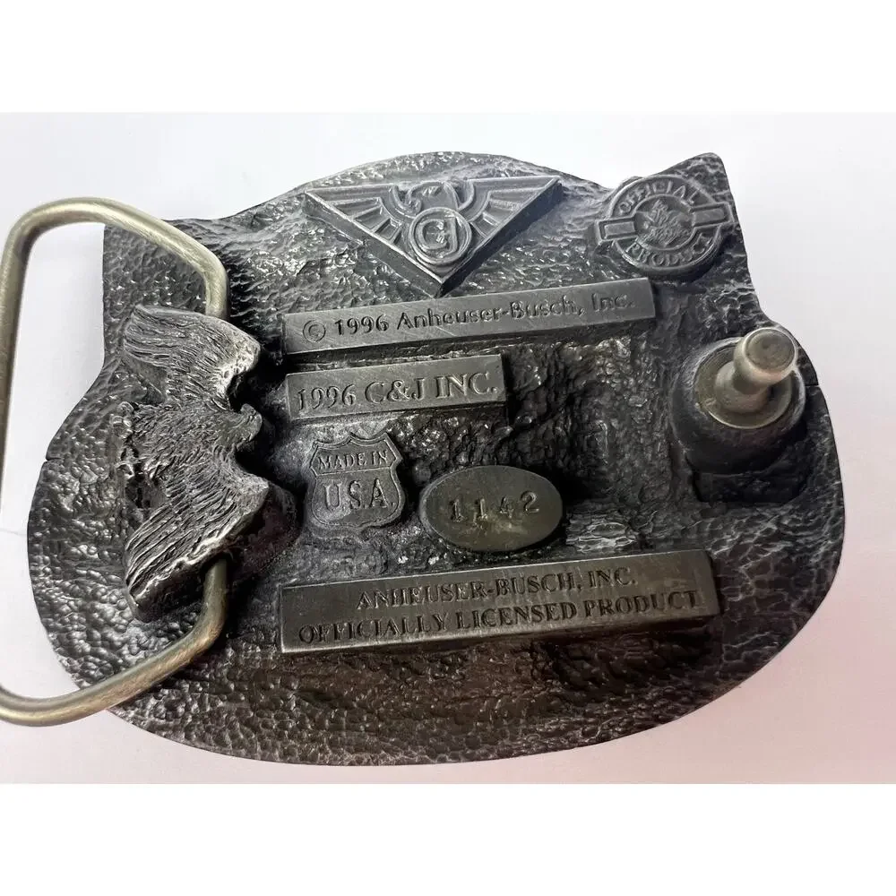 VTG C+J Anheuser Busch USA Made Budweiser Clydesdale Belt Buckle 1996